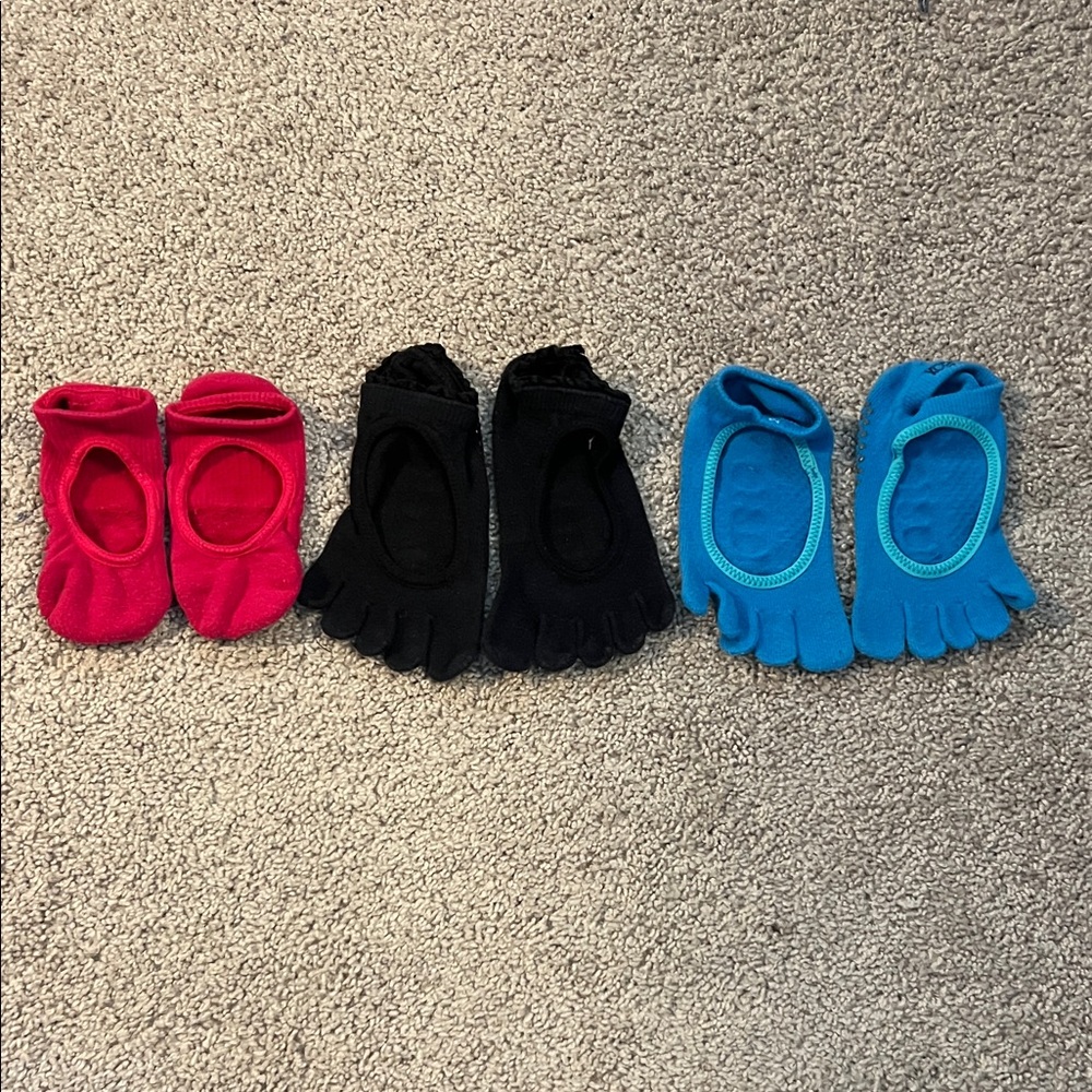 Toesox Women's Toe Socks Trio - Fuchsia, Black, Aqua